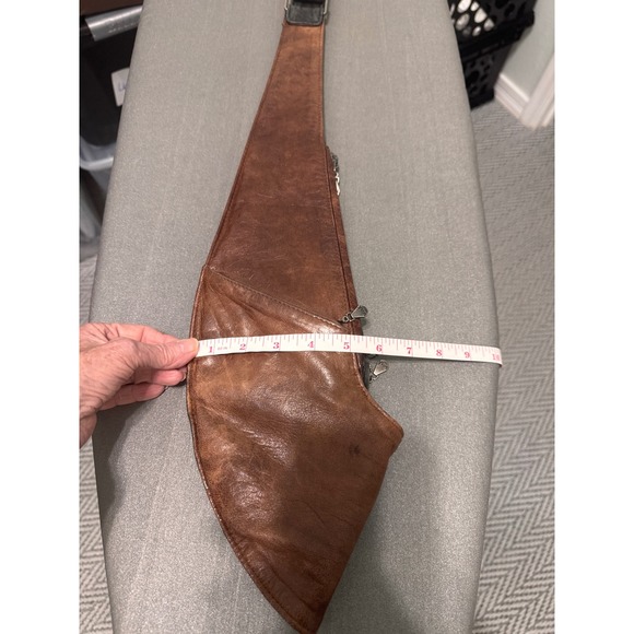 Sash Genuine Leather Shoulder Bag Brown Distressed Hobo Style - Picture 12 of 14